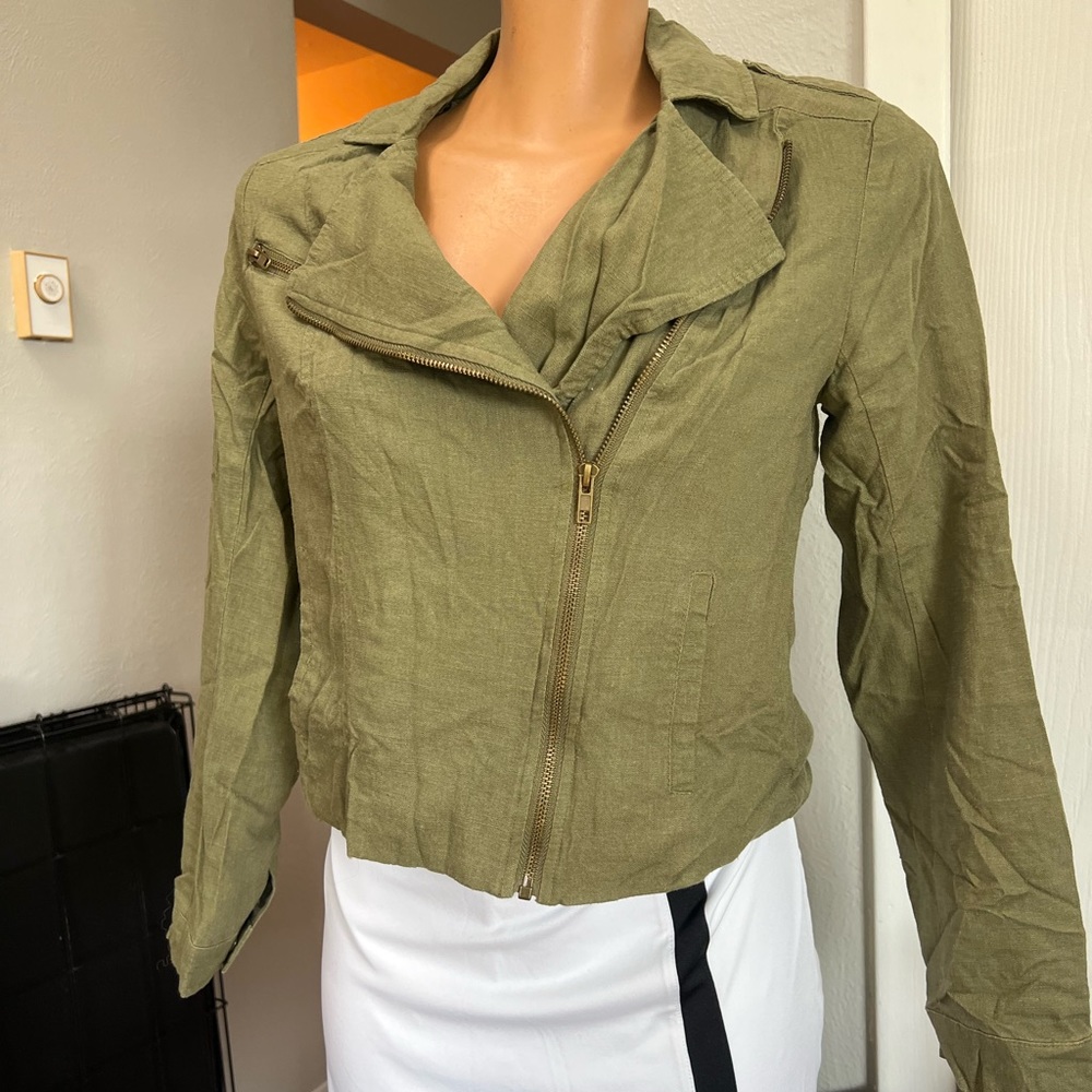 Just Fab Linen moto jacket